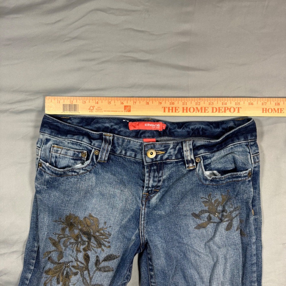 Choice Calvin Klein Floral Graphic Bootcut Jeans Rhinestone Sz 30 Y2K Indie - Picture 4 of 11